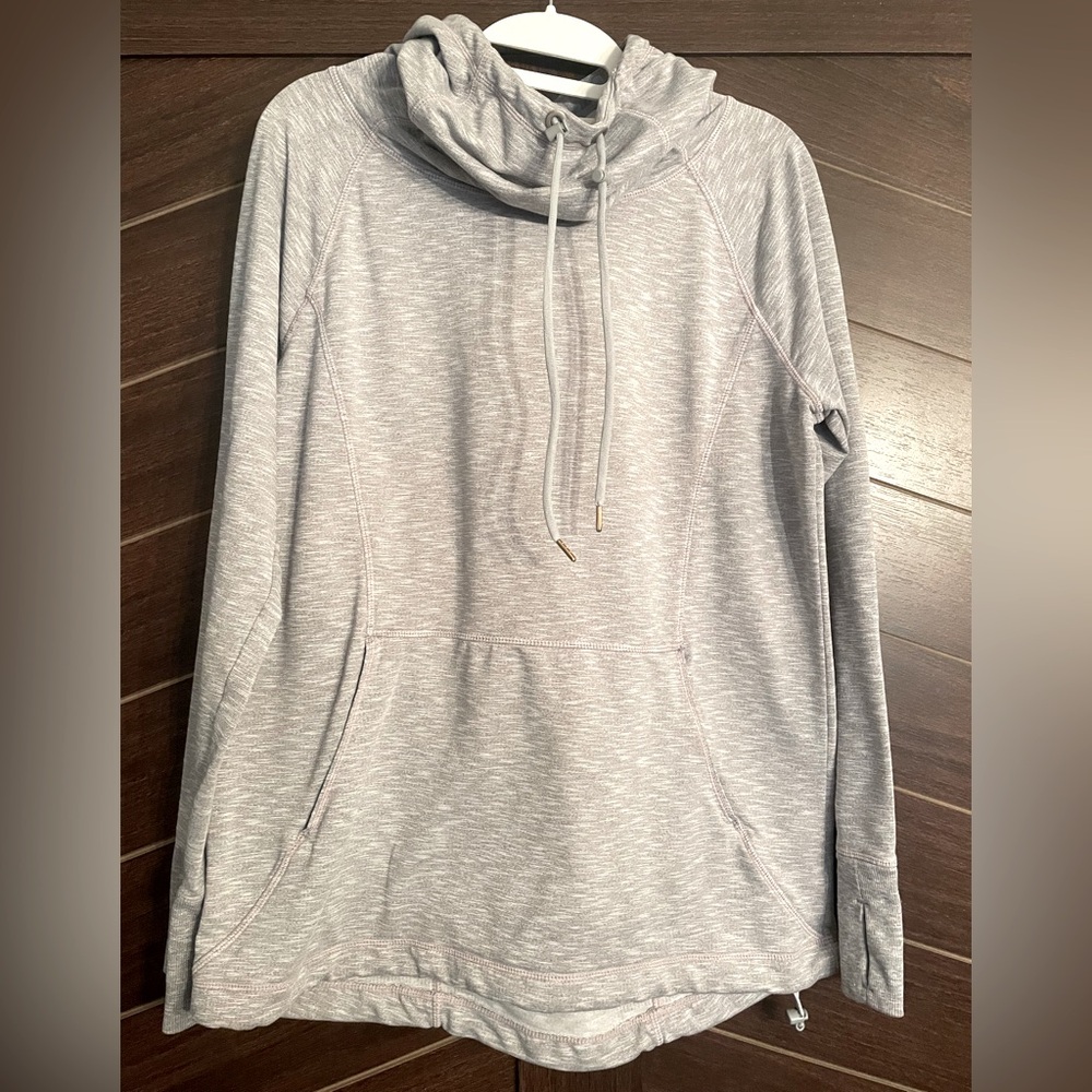 Athleta light heathered gray techie cowl hoodie size medium
